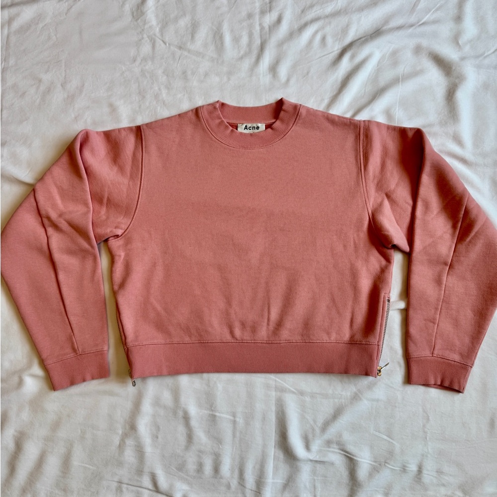 Acne Studio Dusty Rose Cropped Crewneck Sweater